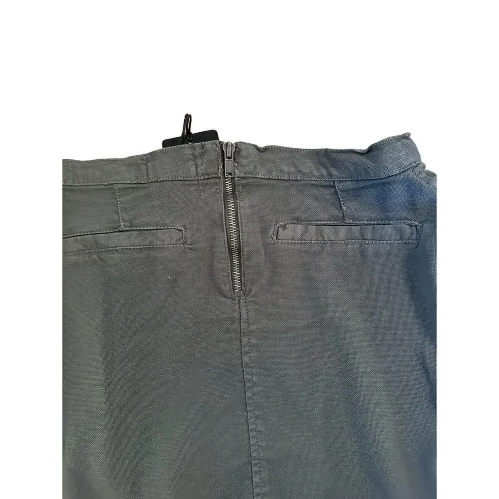 Chaser Womens Faux Lace Up Cotton Blend Utility Mini Skirt Safari  Sz M